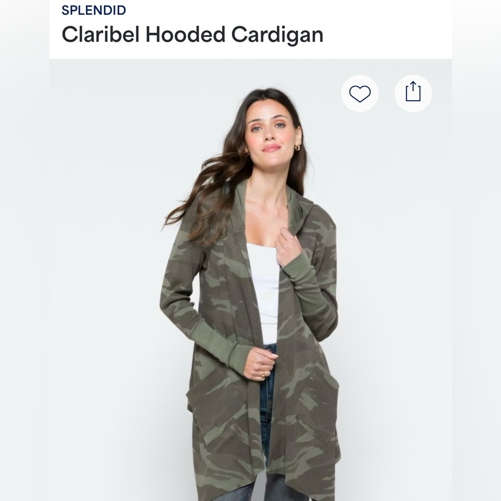 Splendid Camouflage hooded Open Front Cardigan